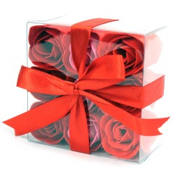 Set mit 9 Seifenblumen - Rote Rosen