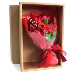 Bouquet de fleurs savon en boîte - rouge -...