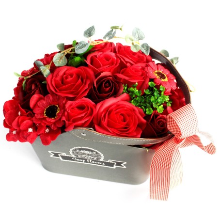 Zeep bloemenboeketmand - rood - 30x20x12cm