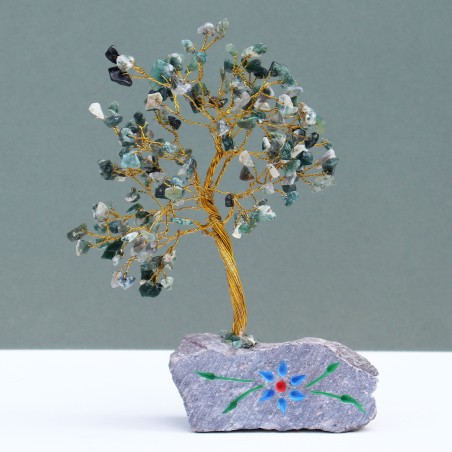 Agata Moss - 160 Steine Indischer Edelsteinbaum
