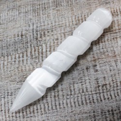 Baguette spirale en sélénite - 16 cm (pointe...