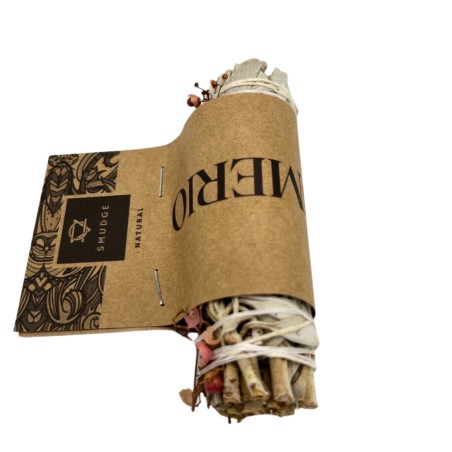 Atado de Salvia Blanca y Semilla de Pirul Smudge Made in México - Atado de Hierba 10cm
