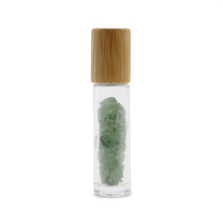 Sticlă cu role de ulei esențial de piatră prețioasă - Aventurine - Capac din lemn