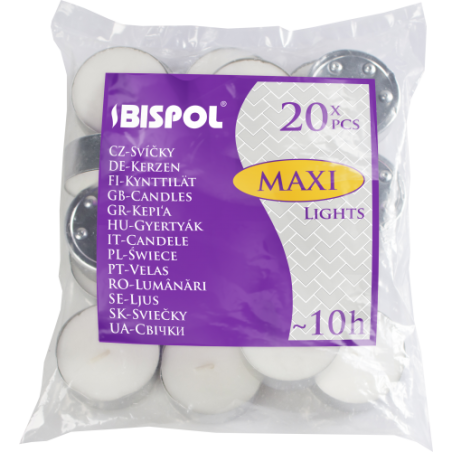 20x Unparfümierte Bispol Teekerzen - 10h Dauer