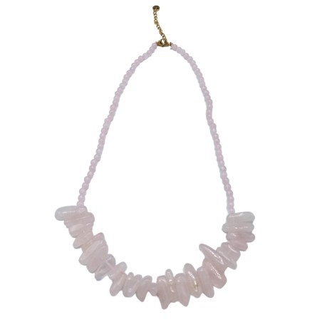 Collar de Gemas de Piedra Larga - Cuarzo rosa - Amor