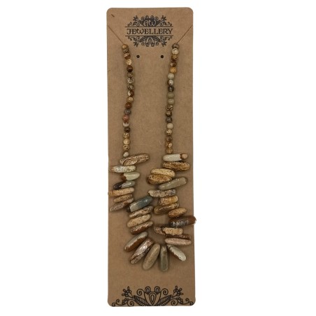 Collana lunga con gemme di pietra - Pietra della mappa - Creatività e protezione