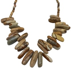 Long Stone Gem Necklace - Map Stone -...