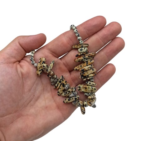 Collar de Gemas de Piedra Larga - Piedra dálmata - Pensamientos positivos