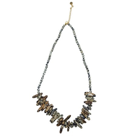 Collar de Gemas de Piedra Larga - Piedra dálmata - Pensamientos positivos