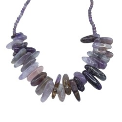 Lange stenen edelsteenketting - Amethist - Rust...