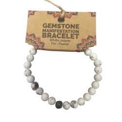 Edelstein Manifestation Armband - Weißer Jaspis...