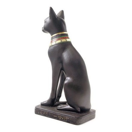 FIGURINE RÉSINE CHAT ÉGYPTIEN NOIR 20 CM. (protection et chance) 1 unité