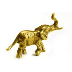 FIGURA DI ELEFANTE IN METALLO DORATO PORTATORE...