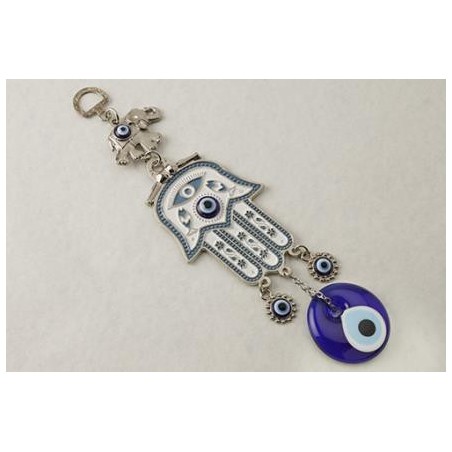 HAND OF FATIMA WITH TURKISH GLASS EYE 6 X 22 CM