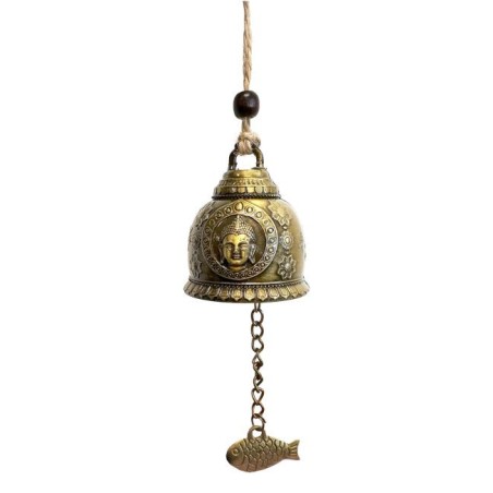 Cloche Carillons vent bonne chance Bouddha/ Poisson 24cm