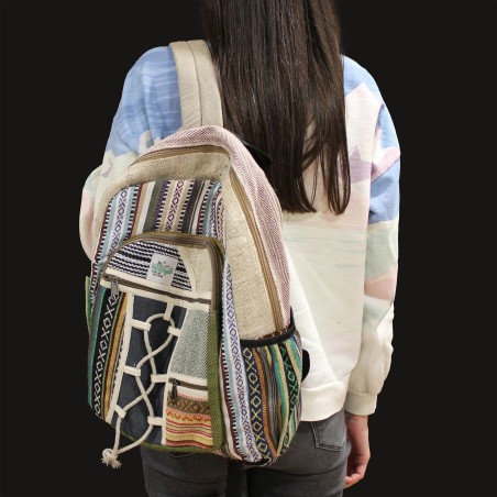 Großer Hanfrucksack - Seilstil und Taschen - 45x30x10cm