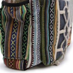 Mochila Grande de Cáñamo - Estilo Cuerda y Bolsillos - 45x30x10cm