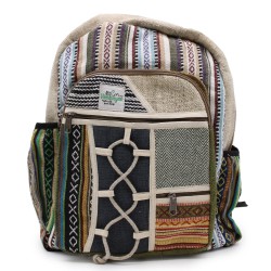 Mochila Grande de Cáñamo - Estilo Cuerda y Bolsillos - 45x30x10cm