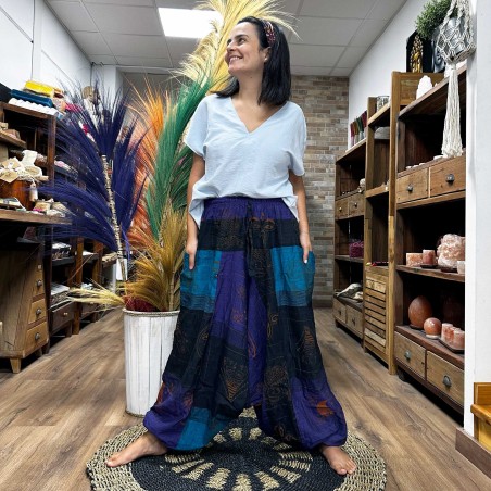 Pantalón Yoga Festivales - Estampado Aladino del Himalaya - Morado Unisex Talla única Hippie 100% Algodón Hombre/mujer