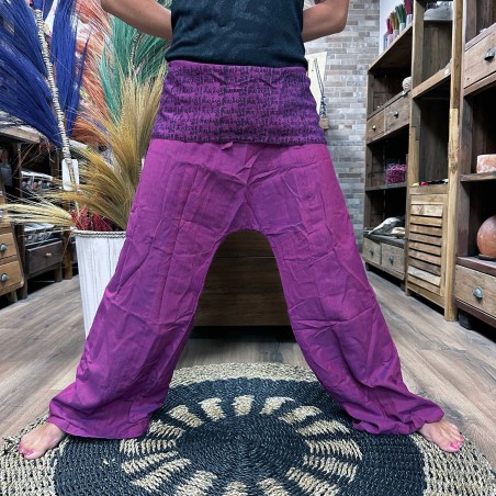 Yoga- en festivalbroek - Thaise Visser Mandala Mantra - Paars Unisex One size Hippie 100% Katoen Heren/Dames