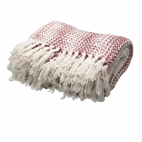 Manta Boho Comfort - 140x200cm - Rubí Dos Tonos - 100% Algodón - Hecho en India