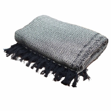 Manta Boho Comfort - 140x200cm - Carbón - 100% Algodón - Hecho en India