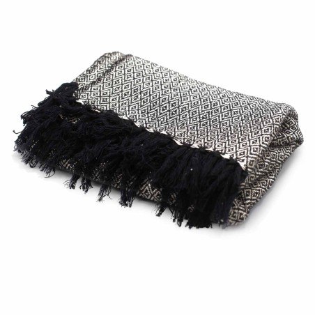 Manta Boho Comfort - 140x200cm - Carbón - 100% Algodón - Hecho en India