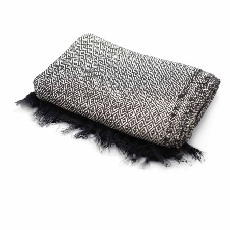 Manta Boho Comfort - 140x200cm - Carbón - 100% Algodón - Hecho en India