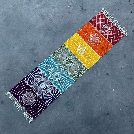 100% Baumwolle Yogamatte - 60x200cm - 7 Chakren - Made in India