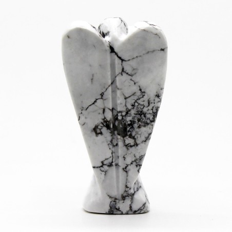 Handgeschnitzter Edelstein Engel - Weißer Howlith - 8cm