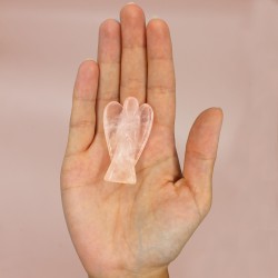 Angel de Piedras Preciosas Tallado a mano - Cuarzo Rosa - 8cm