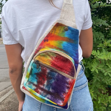 Bolsa de Estudio de Cáñamo Tiedye con Bolsillo Frontal