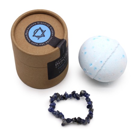 Bath Bomb with Gem Bracelet - Sandalwood - Sodalite