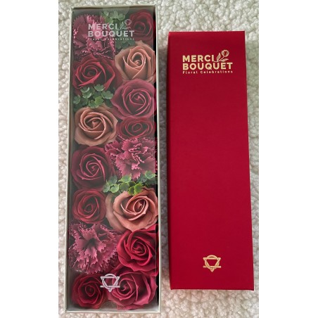 Lange Box - Vintage Rosen - Seife Blumenstrauß - 28x8x8,5cm