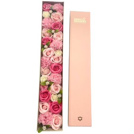 Extra lange Box - Baby Segen - Rosen - Seife Blumenstrauß - 50x8x9,5cm