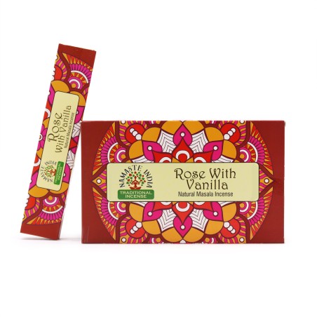 Incienso Namaste Mandala Masala - Rosa y Vainilla - Tradicional de India Agarbathi - Hecho a Mano