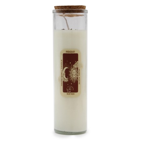 VELA HECHIZO MÁGICO - AMISTAD - CON PIEDRAS PRECIOSAS DE ÁGATA MUSGO Y FRAGANCIA DE LUNA DE TERCIOPELO
