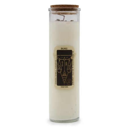 VELA HECHIZO MÁGICO - EQUILIBRIO - CON PIEDRAS PRECIOSAS DE ÁGATA NEGRA Y JASPE BLANCO E YLANG YLANG