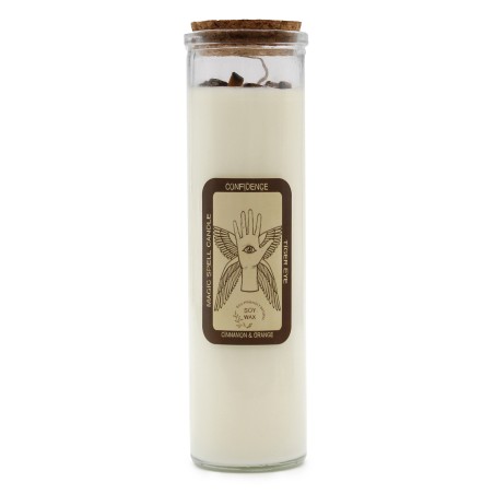VELA HECHIZO MÁGICO - CONFIANZA - CON OJO DE TIGRE   PIEDRAS PRECIOSAS Y CANELA