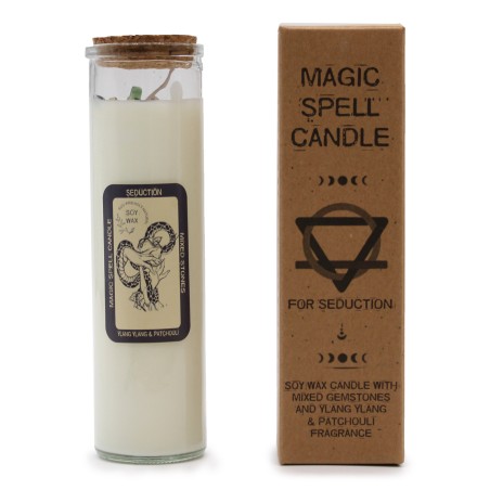 VELA HECHIZO MÁGICO - SEDUCCIÓN - CON PIEDRAS PRECIOSAS MIXTAS Y YLANG YLANG Y PATCHOULI