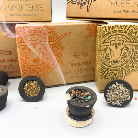 Copas de Resina de incienso Banjara - Salvia Blanca - White Sage - 6 copas - Hecho a Mano - Hecho en India