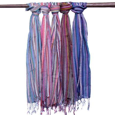 Bufandas Bohemias Indias - 22x72cm - Púrpuras al azar - 100% Algodón - 1 unidad