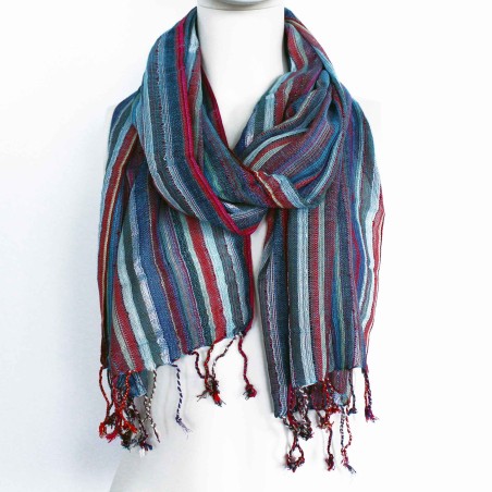 Bufandas Bohemias Indias - 22x72cm - Azules aleatorios - 100% Algodón - 1 unidad