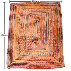 ALFOMBRA DE YUTE ESHA RUNNER COLORIDA - 120x180cm - ALGODÓN Y YUTE - HECHO A MANO EN INDIA