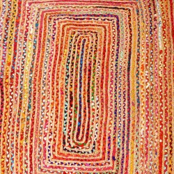 ALFOMBRA DE YUTE ESHA RUNNER COLORIDA - 80x150cm - ALGODÓN Y YUTE - HECHO A MANO EN INDIA