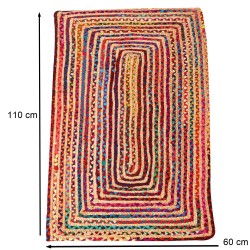 TAPIS COLORÉ ESHA RUNNER JUTE - 60x110cm - COTON ET JUTE - FAIT MAIN EN INDE
