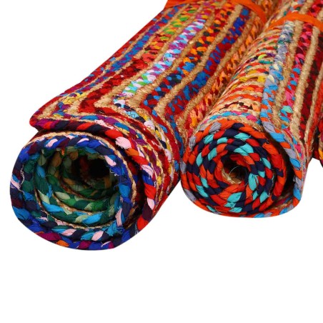 ALFOMBRA DE YUTE ESHA RUNNER COLORIDA - 60x110cm - ALGODÓN Y YUTE - HECHO A MANO EN INDIA