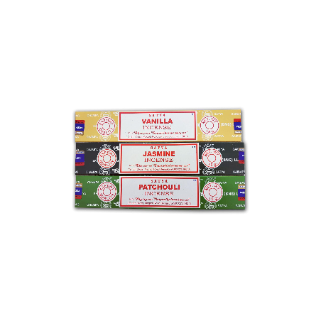 Lotto di incensi aromatici x 3 incensi Satya alla vaniglia + gelsomino + patchouli | Aromaterapia con incenso naturale | 3 Scato