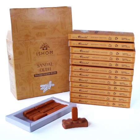 Ladrillos de Incienso Natural y Quemadores - Madera de Sándalo - Ishom - 1 cajetilla
