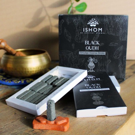 Ladrillos de Incienso Natural y Quemadores - Madera negra - Ishom - 1 cajetilla